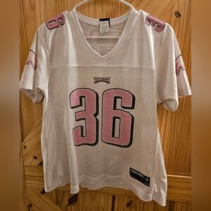 Used Women's Philadelphia Eagles #36 Brian Westbrook Pink and White Jersey Sze L